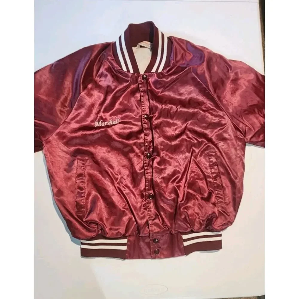 Marshall Bomber Jacket Satin 70s 80s Retro Rock Band
